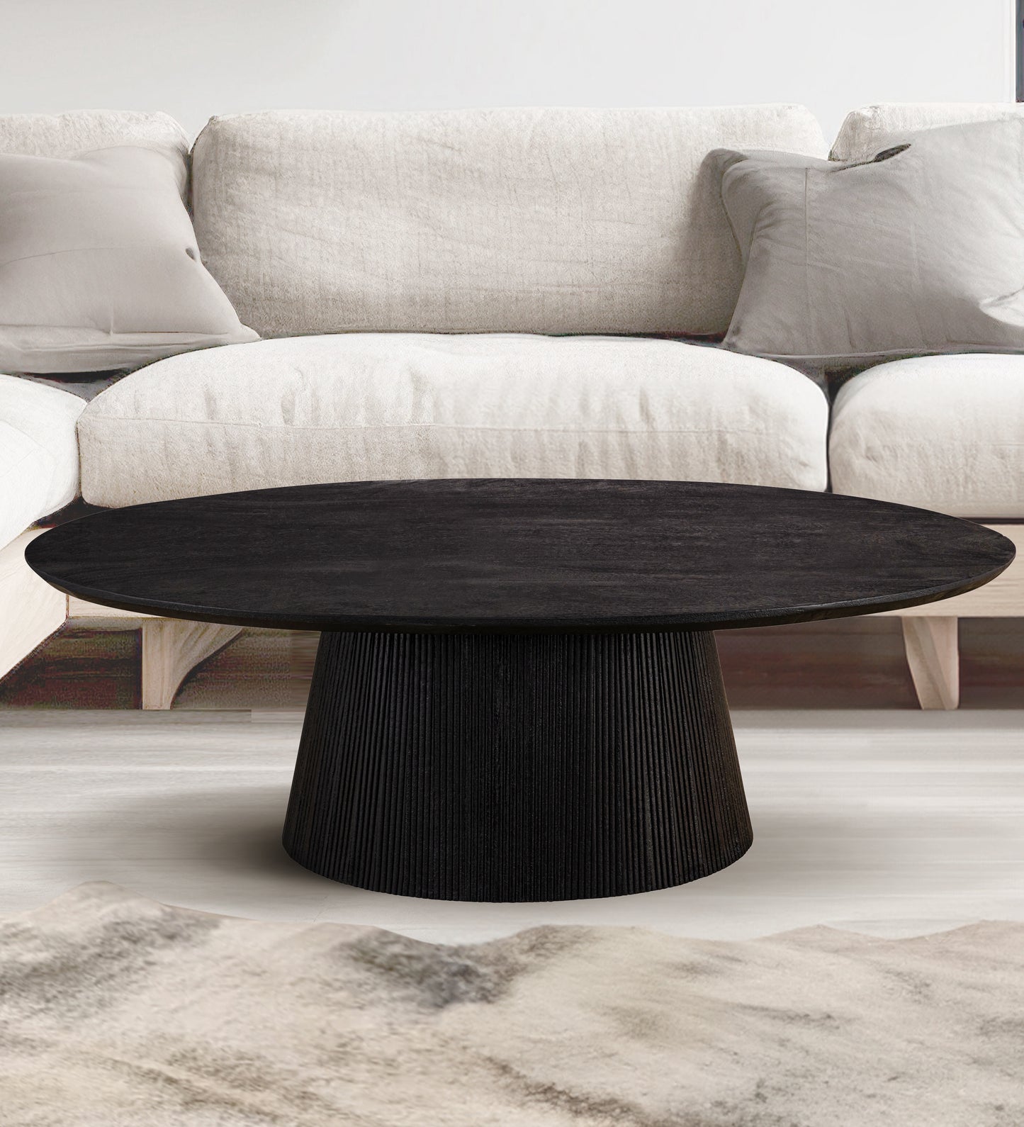 BECK Black Soft Finish | Mango wood oval coffee table