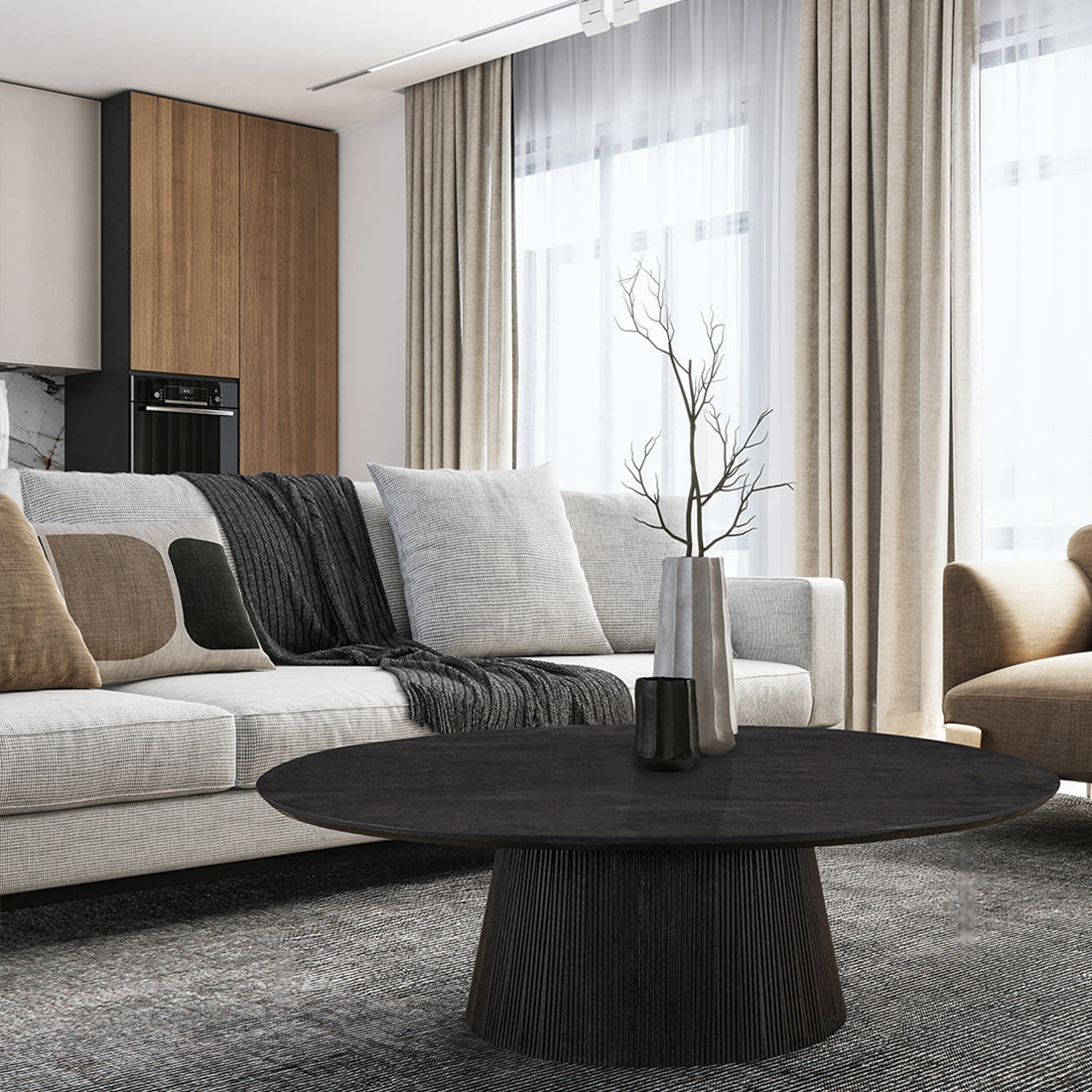 BECK Black Soft Finish | Mango wood oval coffee table