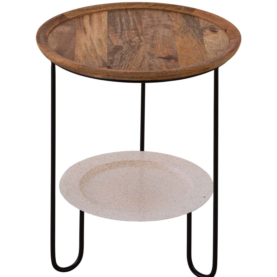 TERRA Side Table with Wooden & Iron Top