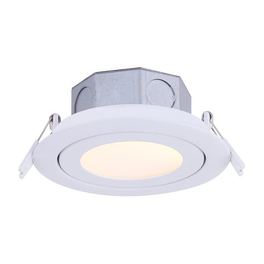 LED Recess Downlight, DL-4-9YC-WH-C, 4 IN White Color Gimbal Trim