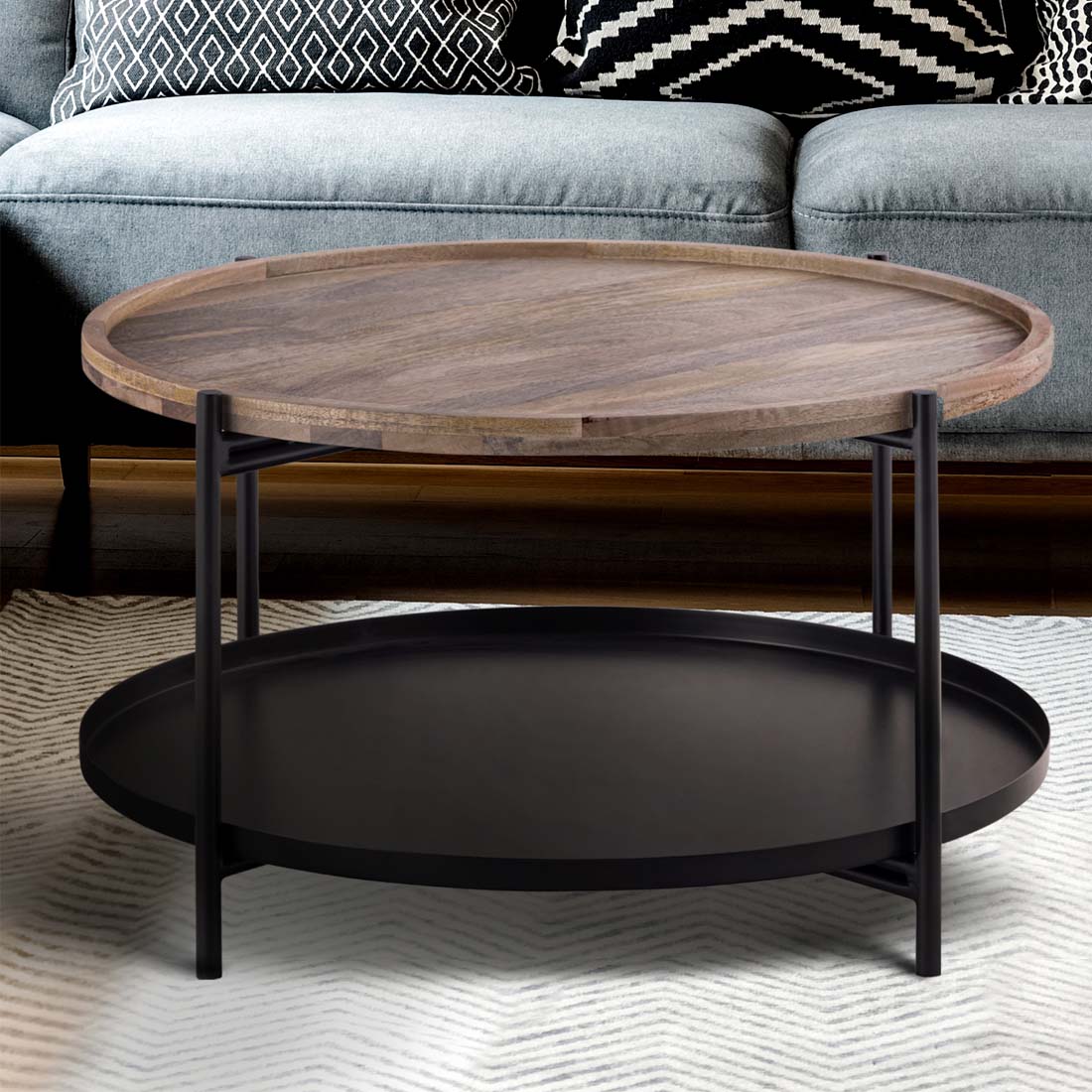 CALIN Mango wood and Iron coffee table