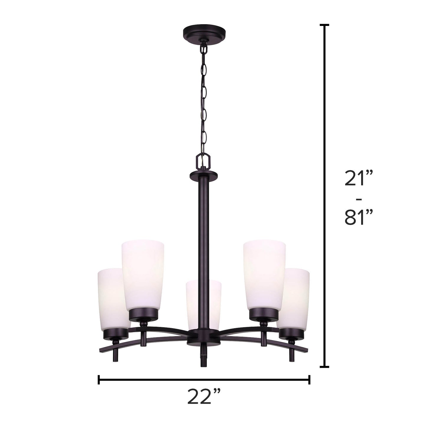 PORTIA, ICH326A05BK, MBK Color, 5 Lt Chandelier