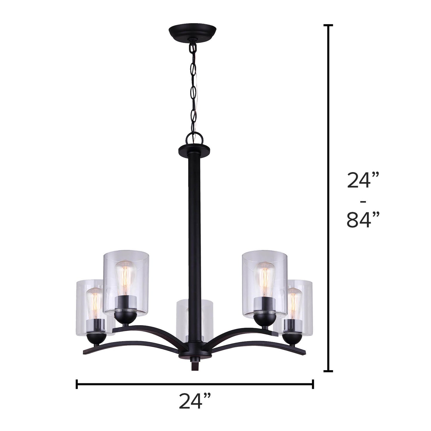 HAMPTON, ICH370A05BK-CL, 5 Lt Chain Chandelier