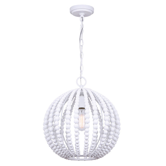 POLLY, Spec. ICH702B01WH15, Matte White Color, 1 Lt 15inch Wide Chain Chandelier