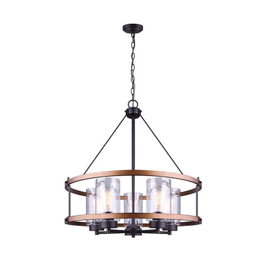 CANMORE, ICH740A05RBB24, ORB + Brushed wood effect Color, 5 Lt 24inch Chain Chandelier