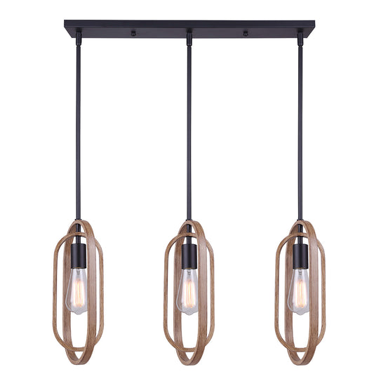 DILAN, IPL1078A03BKB, MBK + Brushed Brown Color, 3 Lt Rod Pendant