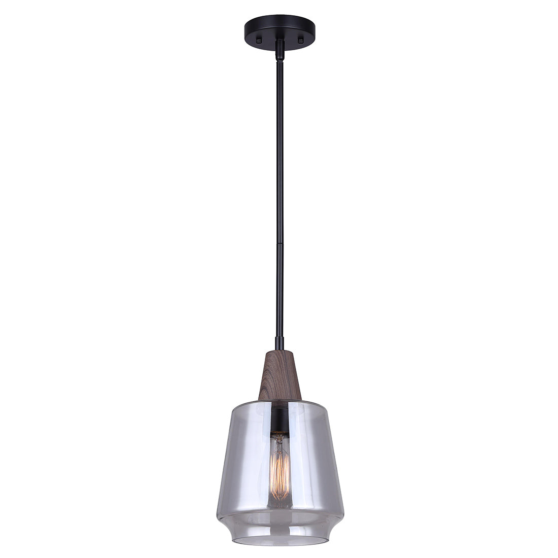 DANTE, IPL2040B01BKW,  MBK + Faux Wood, 1 Lt Rod Pendant