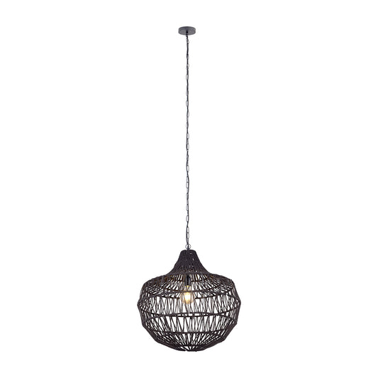 NEENA, IPL2075B01BK, pendant, black, black rope shade