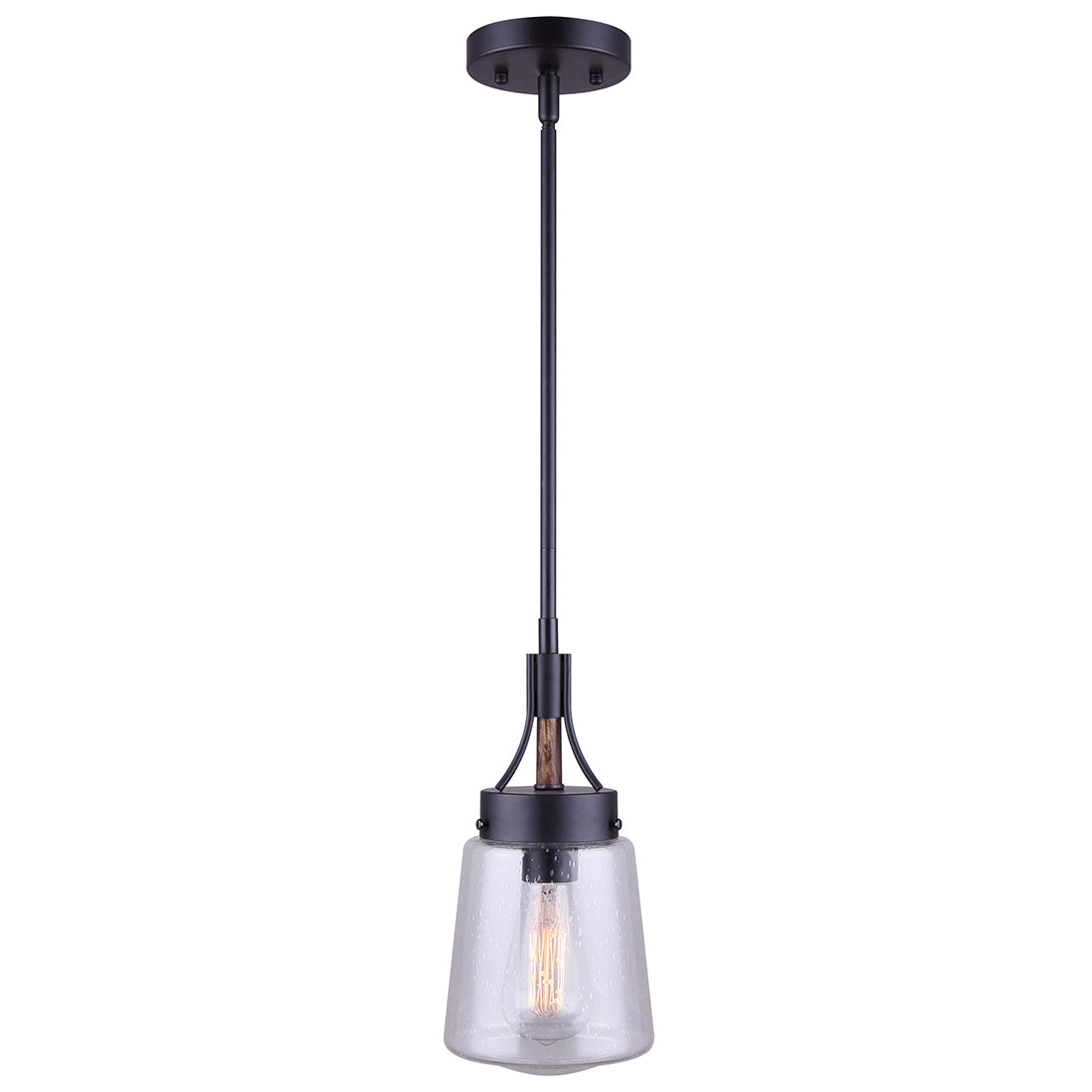 RIVA, IPL730A01BKW, Matte black, faux wood, seeded glass Pendant