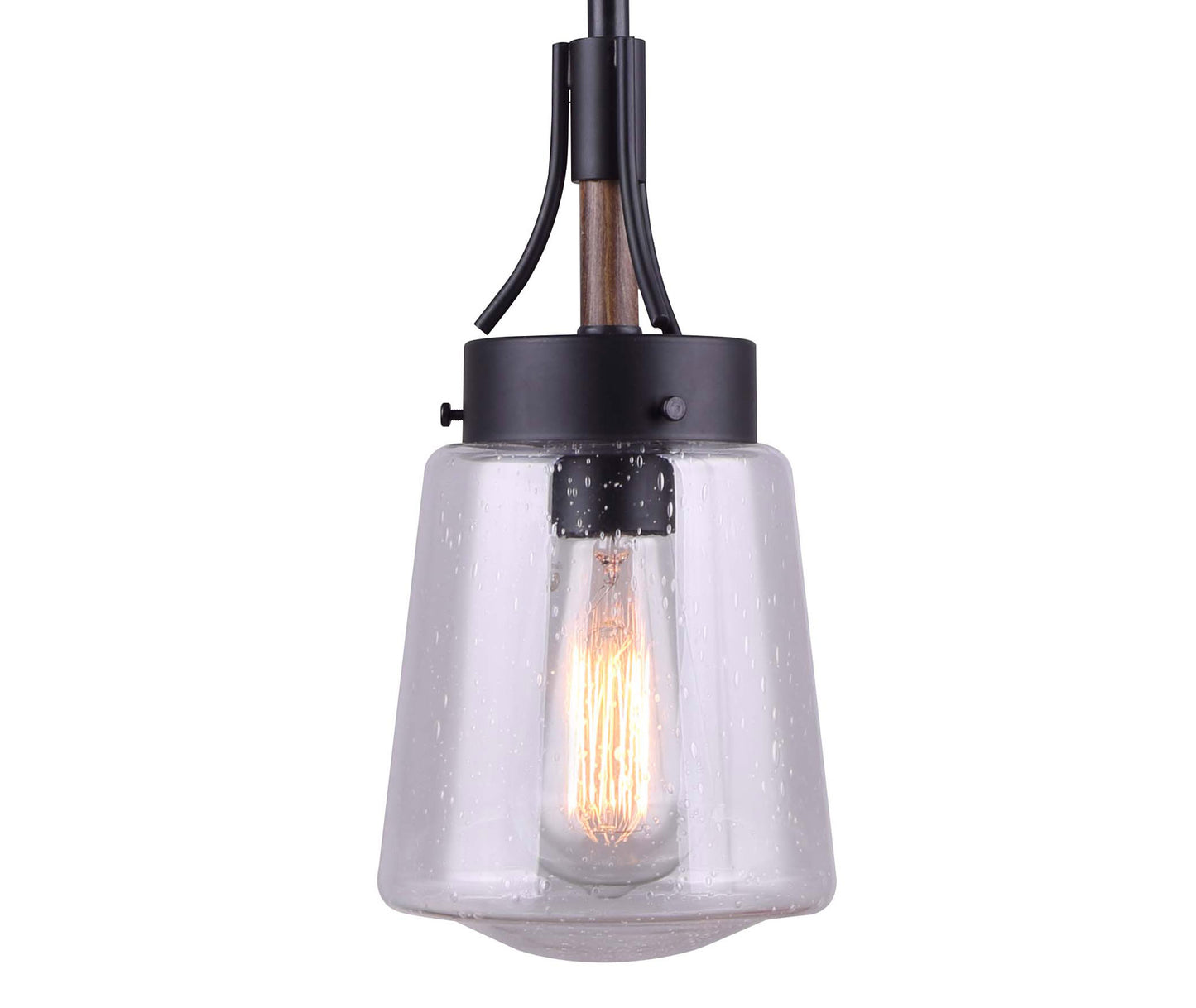 RIVA, IPL730A01BKW, Matte black, faux wood, seeded glass Pendant