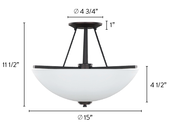 NEW YORKER, ISF256A03 ORB, 3 Lt Semi-Flush Mount