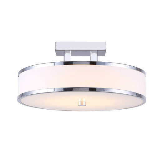 FOSTER, LFM101A13CH -G-, LED Flush Mount, White Fabric Shade with Glass Diffuser