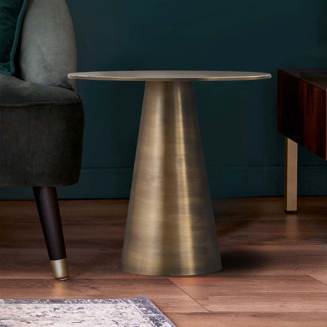 SONA Aluminium and Antique Brass Side Table