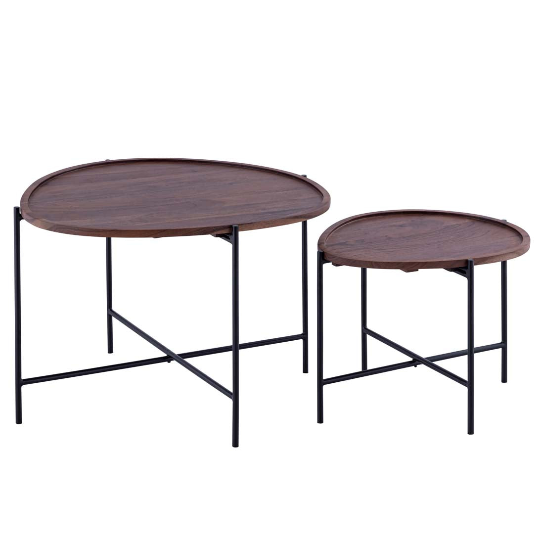 KODA Black Iron and Acacia wood top Nesting Tables