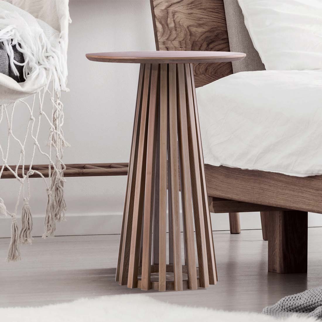 LENAN Side Table Natural Oak Wood